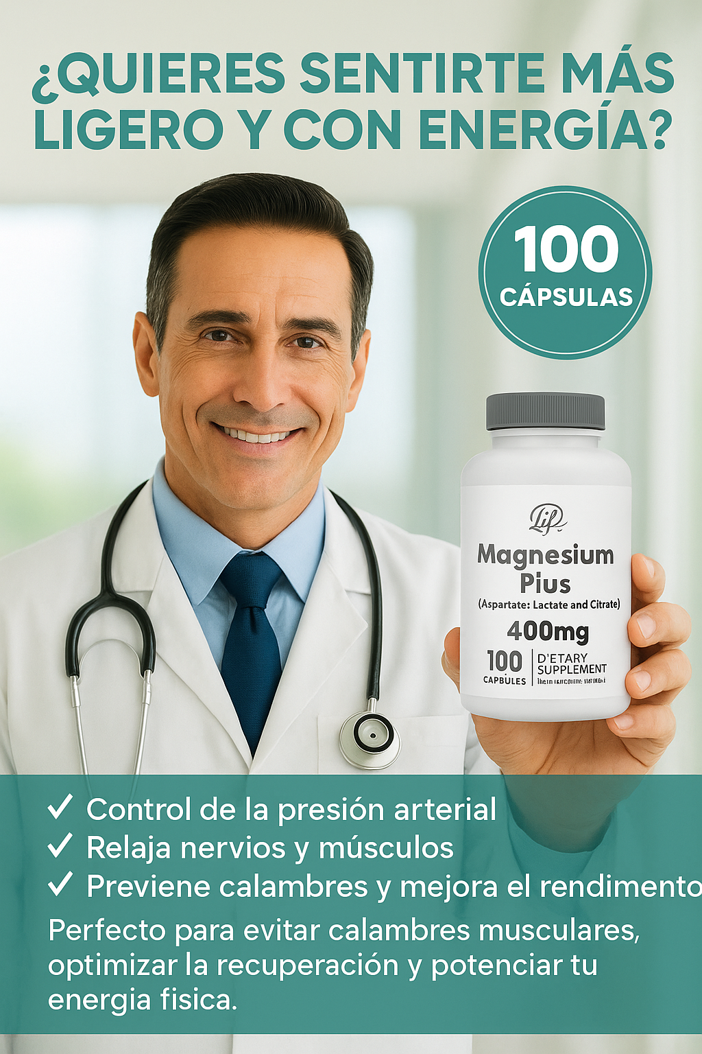 Magnesium Plus "Más energía, menos estrés: tu magnesio diario en 1 cápsula"