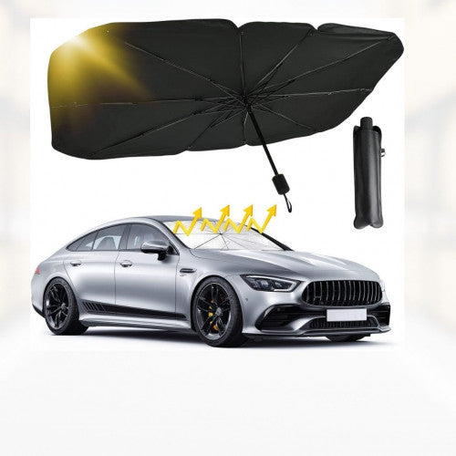 Parasol para auto con diseño de paraguas se abre y se cierra fácilmente.