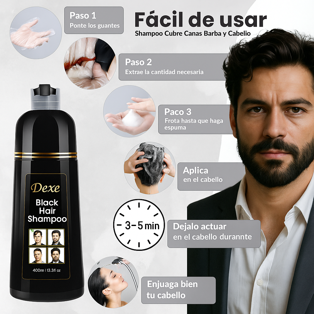 SHAMPOO CUBRE CANAS DE BARBA Y CABELLO (UNISEX)